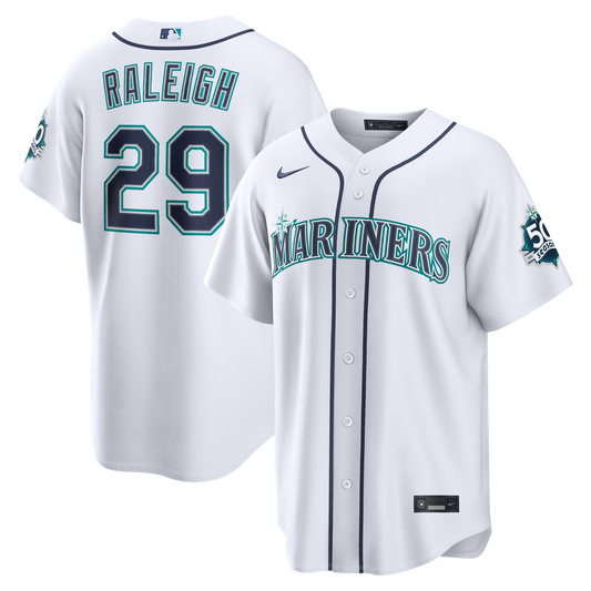 Cal Raleigh Seattle Mariners Nike  Home Stadium 50th Season Patch Jersey - White
